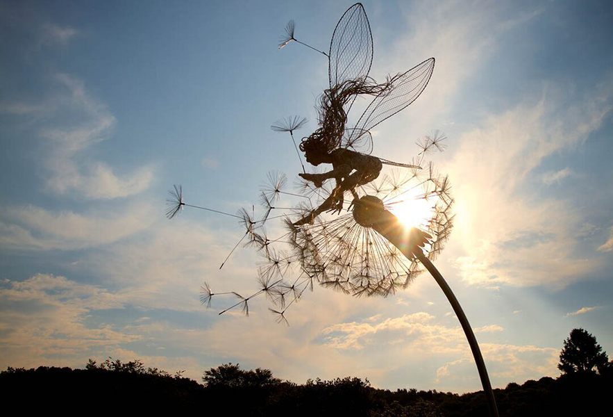 Whimsical Fairy Garden Ornaments With Dandelion Design For Outdoor Wall Art