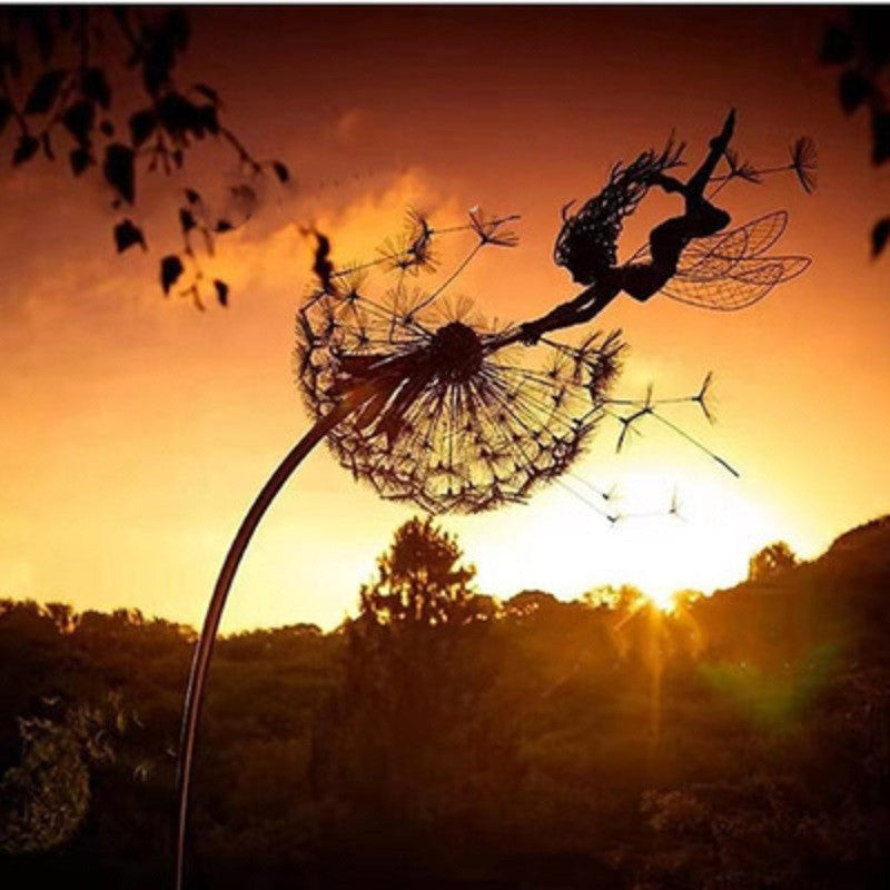 Whimsical Fairy Garden Ornaments With Dandelion Design For Outdoor Wall Art