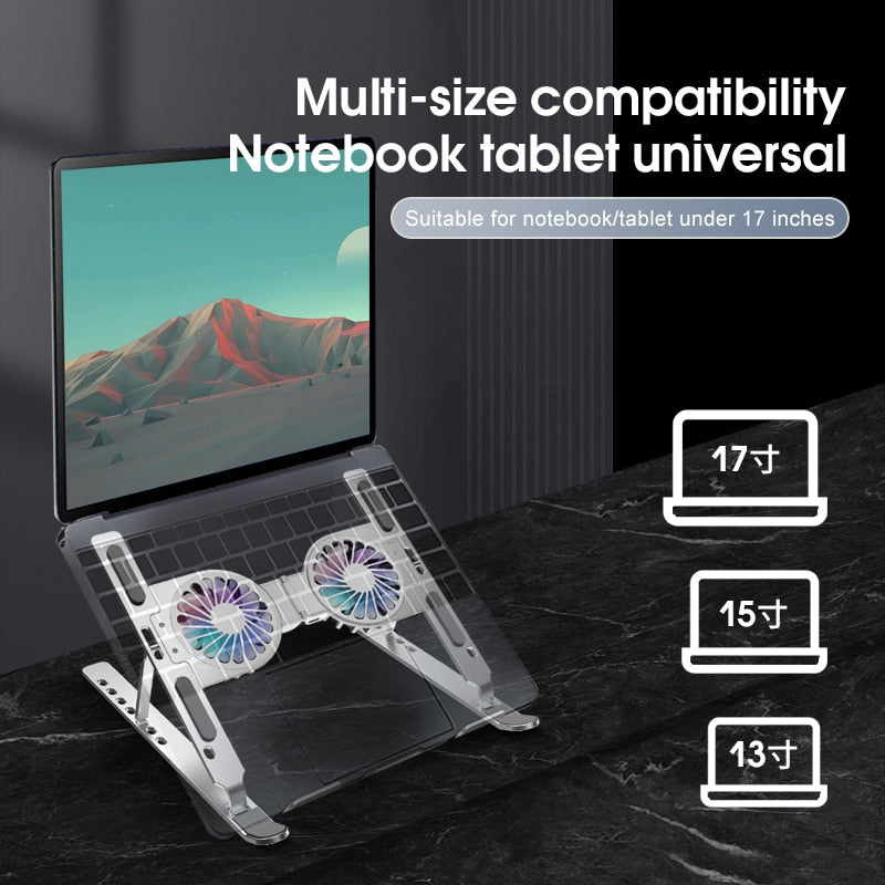ErgoLift Adjustable Laptop Riser With Built-In Cooling Fan For Desk