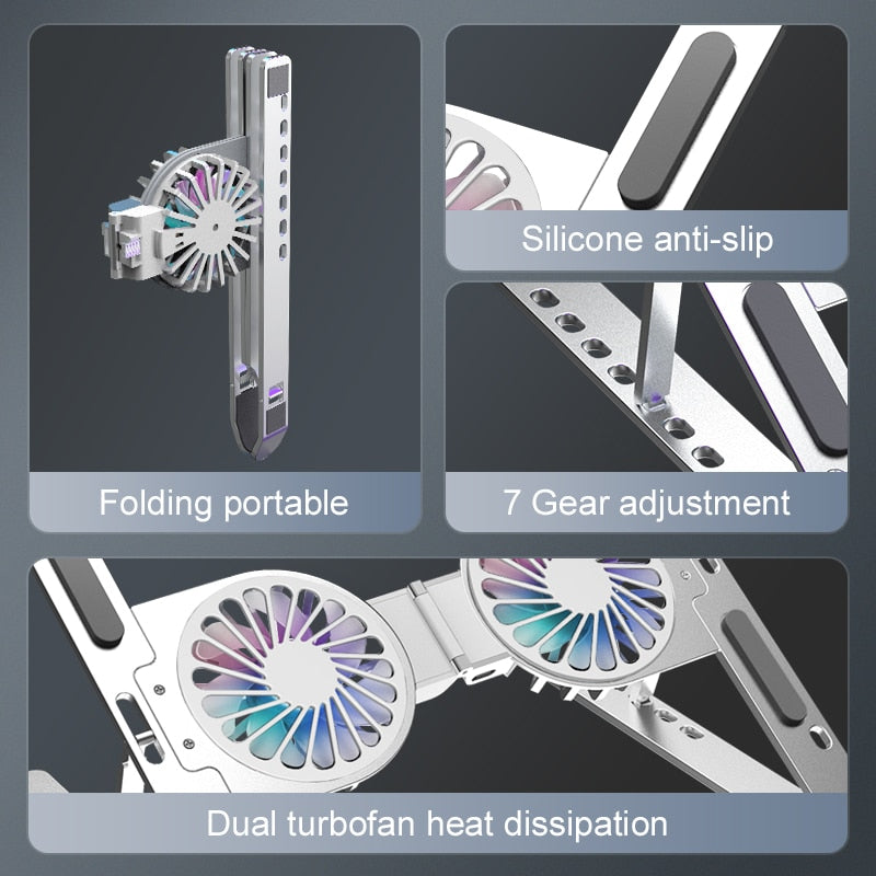 ErgoLift Adjustable Laptop Riser With Built-In Cooling Fan For Desk