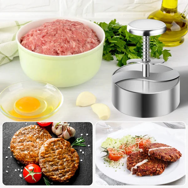 Manual Hamburger Patty Press With Nonstick Surface For Easy Burgers