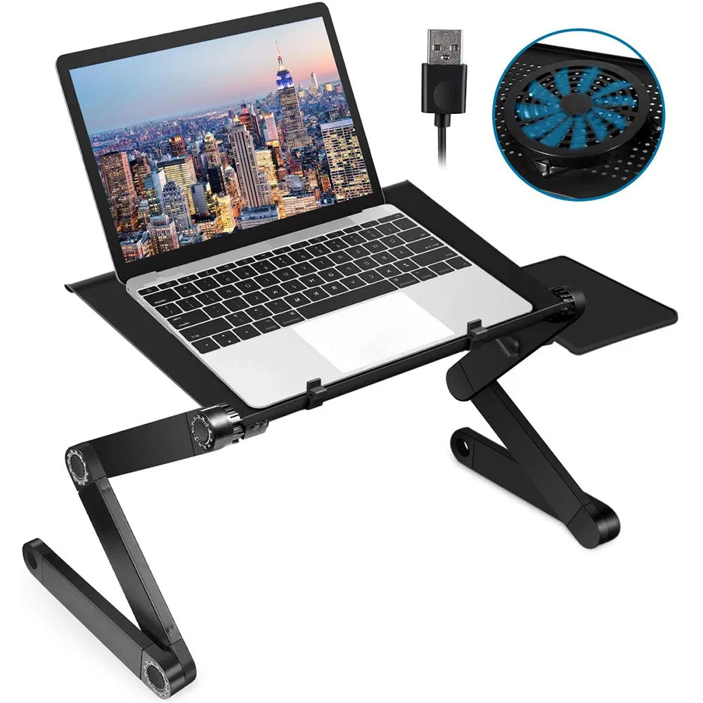 Laptop Stand With 360-Degree Adjustability And Built-In Cooling Fan For Comfort