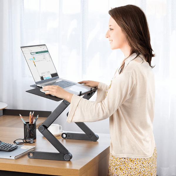 Laptop Stand With 360-Degree Adjustability And Built-In Cooling Fan For Comfort