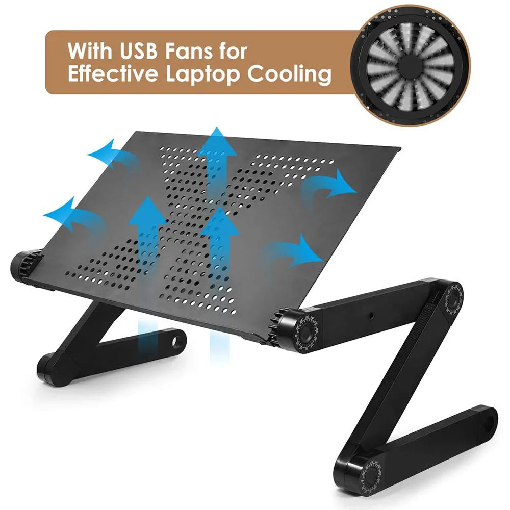 Laptop Stand With 360-Degree Adjustability And Built-In Cooling Fan For Comfort