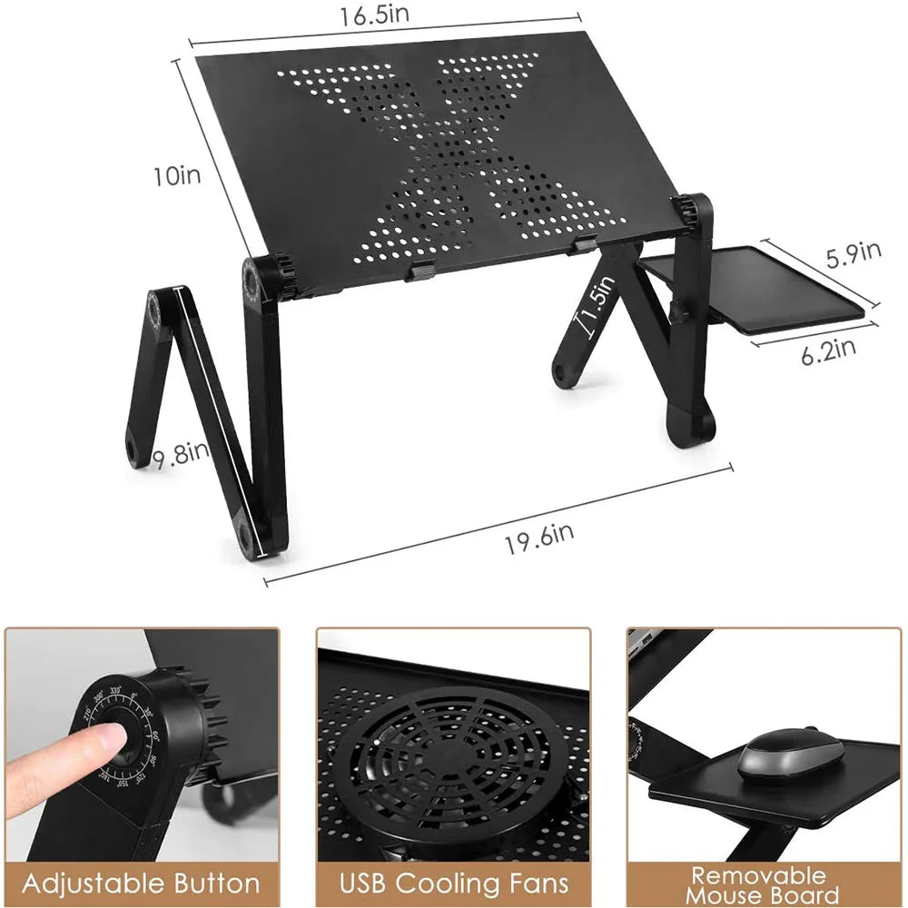 Laptop Stand With 360-Degree Adjustability And Built-In Cooling Fan For Comfort