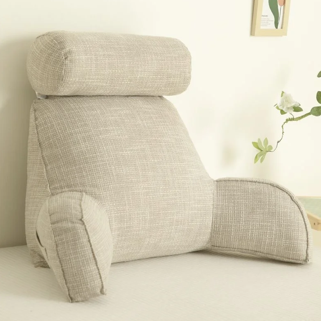 Ergonomic Lumbar Cushion With Adjustable Headrest And Soft Armrests