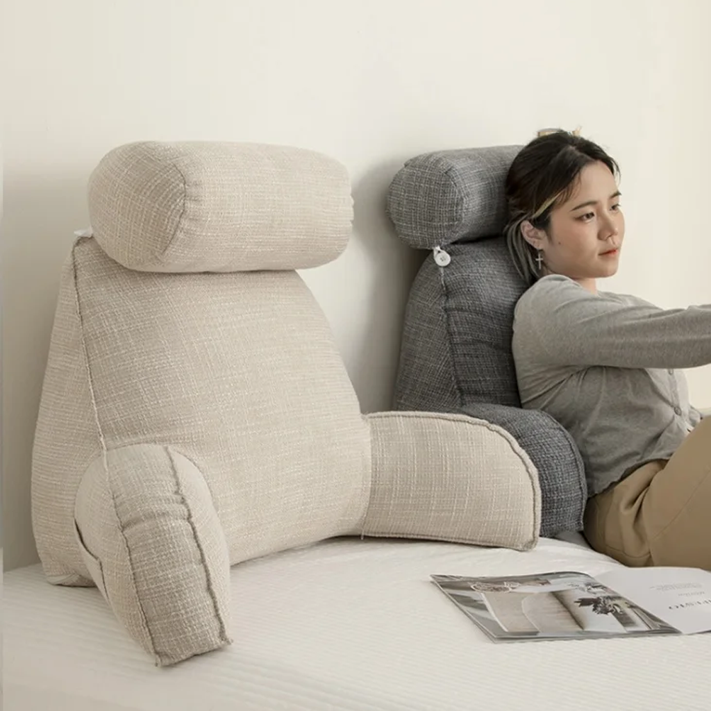 Ergonomic Lumbar Cushion With Adjustable Headrest And Soft Armrests