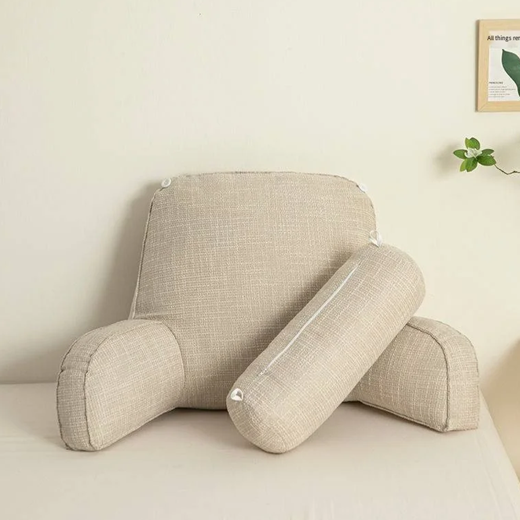 Ergonomic Lumbar Cushion With Adjustable Headrest And Soft Armrests