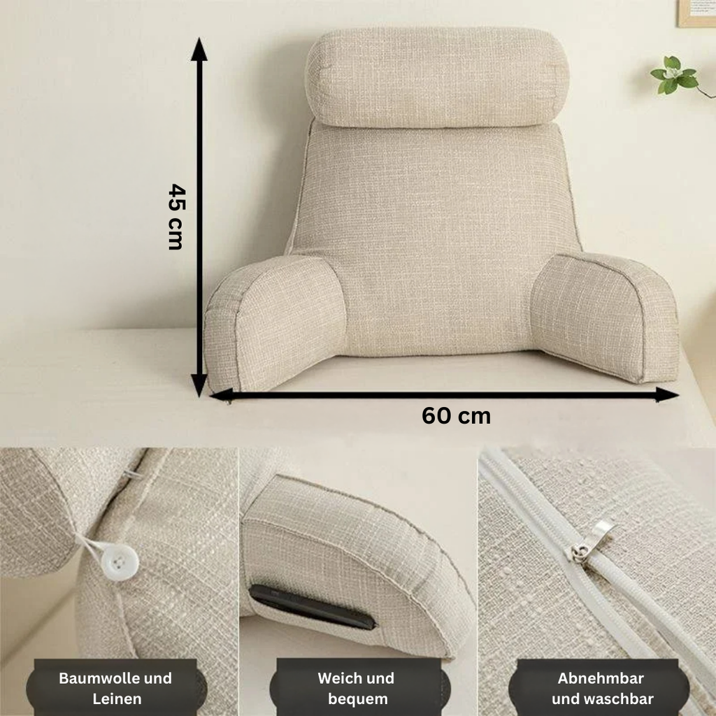 Ergonomic Lumbar Cushion With Adjustable Headrest And Soft Armrests