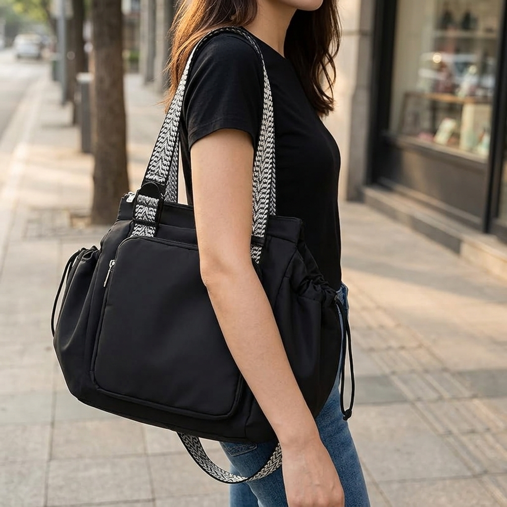 Lightweight Tote Bag With 15-Pocket Design And Convertible Straps For Easy Organization