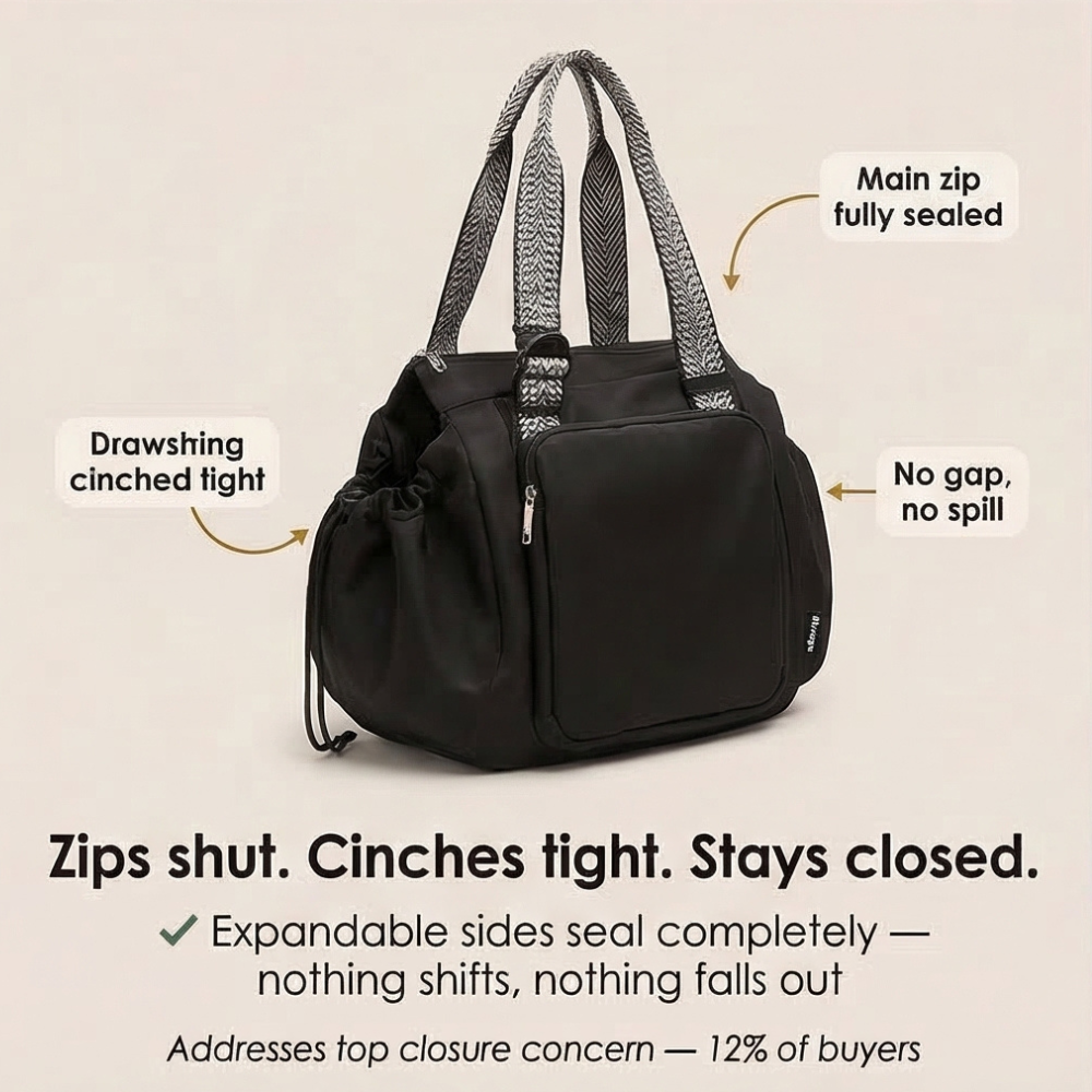Lightweight Tote Bag With 15-Pocket Design And Convertible Straps For Easy Organization