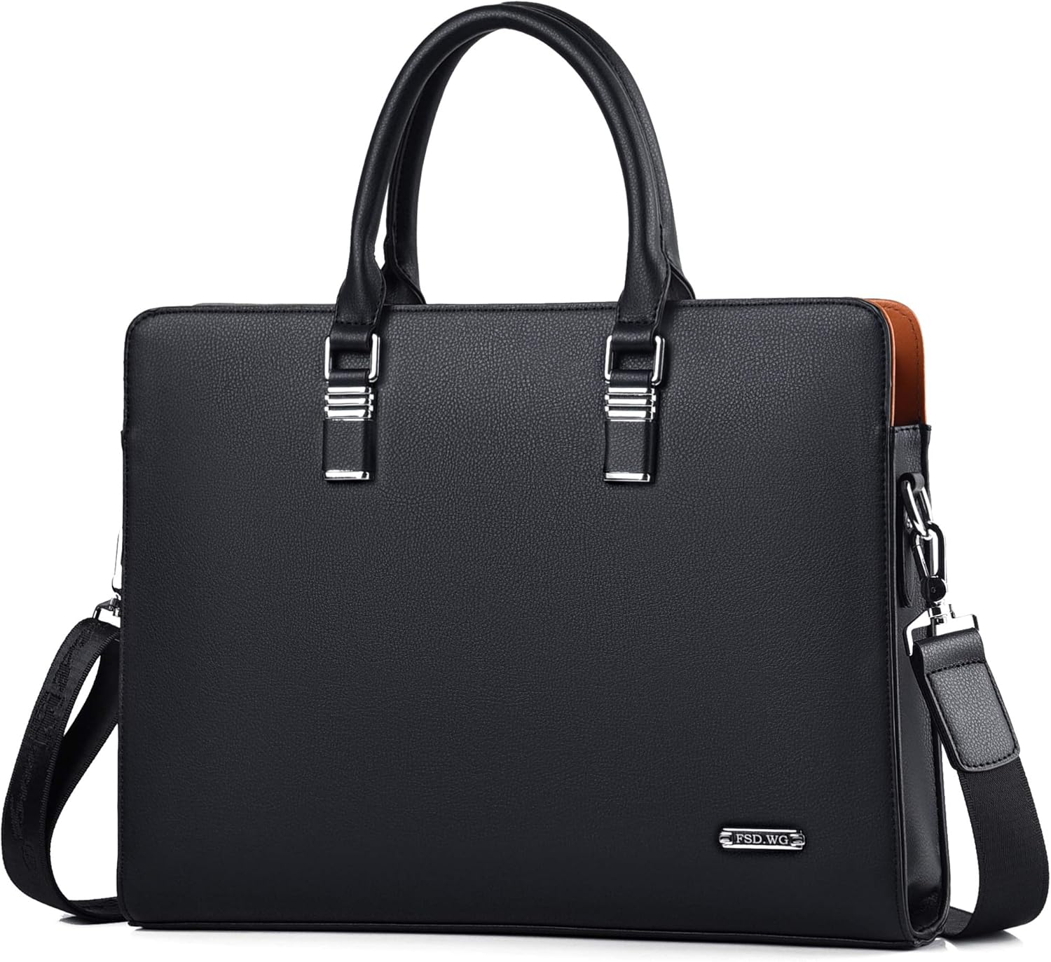 Executive Leather Briefcase With Multi Pocket Design And Padded Handles For Laptops