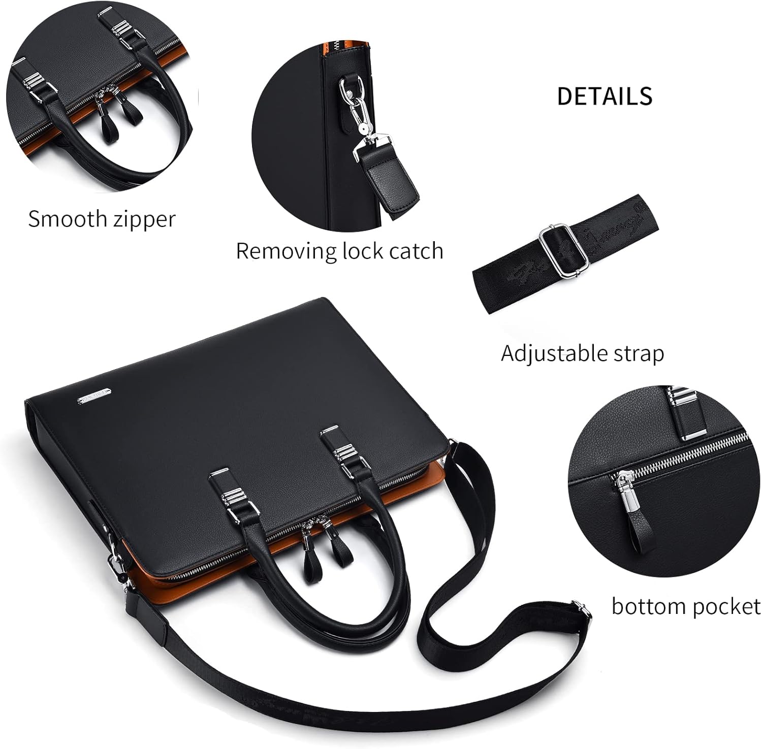Executive Leather Briefcase With Multi Pocket Design And Padded Handles For Laptops