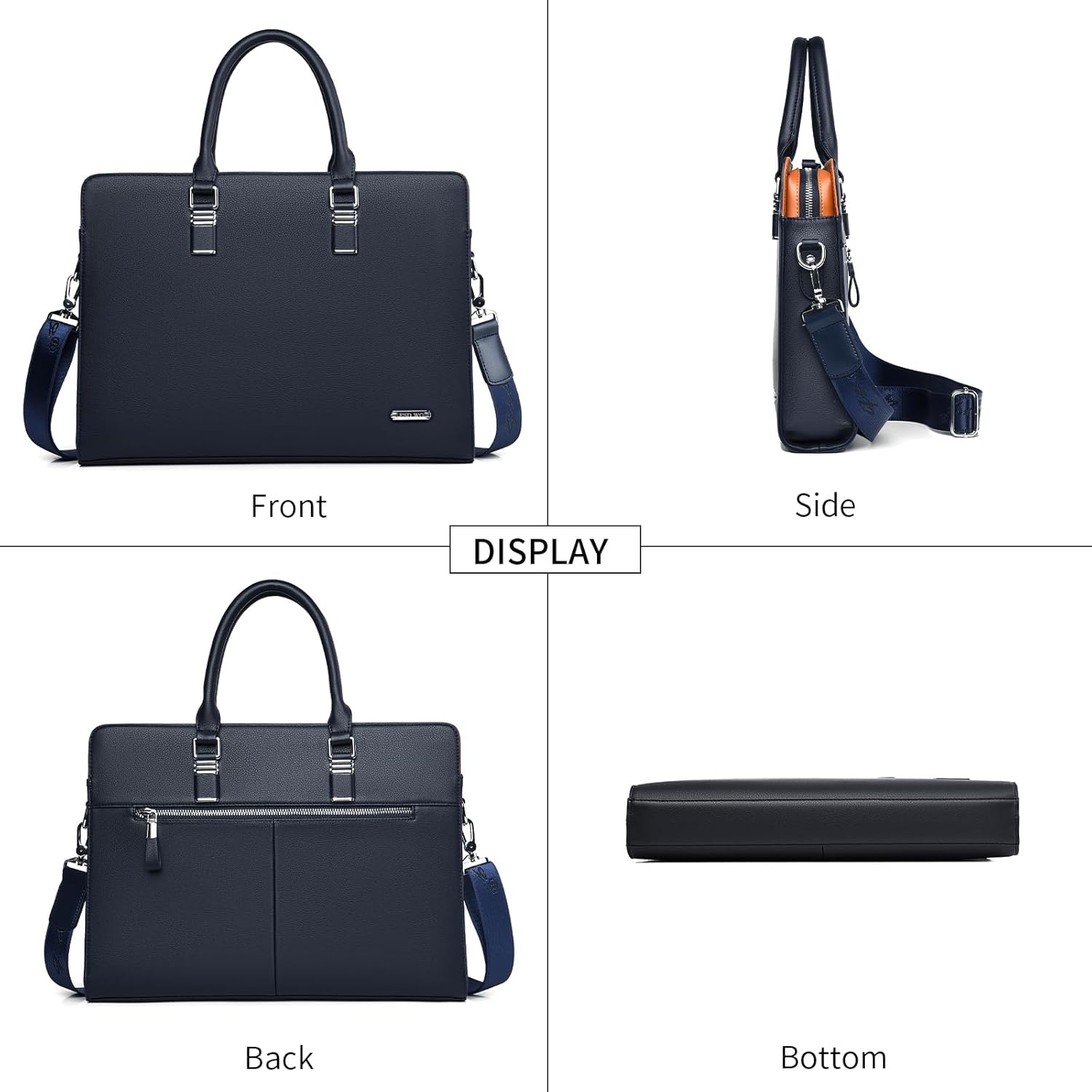 Executive Leather Briefcase With Multi Pocket Design And Padded Handles For Laptops