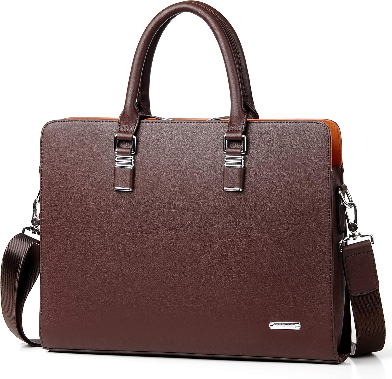 Executive Leather Briefcase With Multi Pocket Design And Padded Handles For Laptops