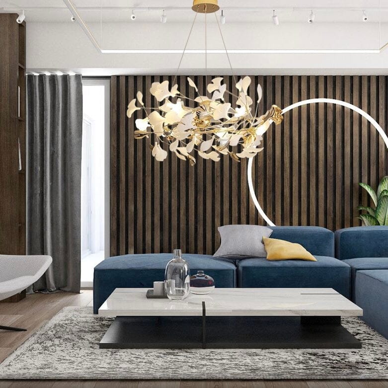 Aurelia Ginkgo Leaf Chandelier With Handcrafted Ceramic Petal Accents