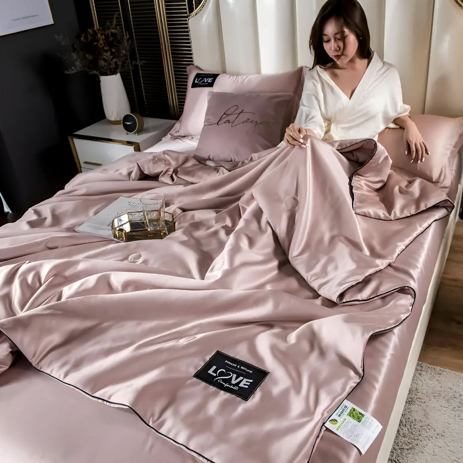 Fluffina Silk Satin Bedding Collection For All-Season Comfort