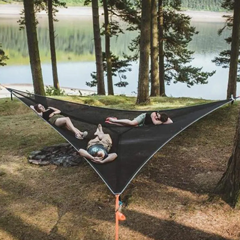 Family Adventure Large-Group Hammock Featuring 3-Point Anchor For Camping