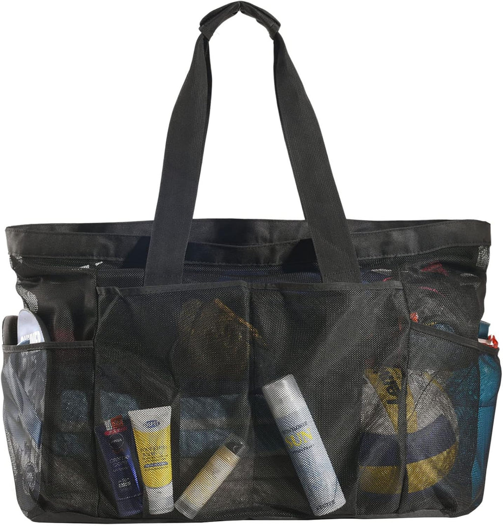 Family Essentials Beach Tote, Extra-Large Carryall With Zipper And Sandproof Mesh