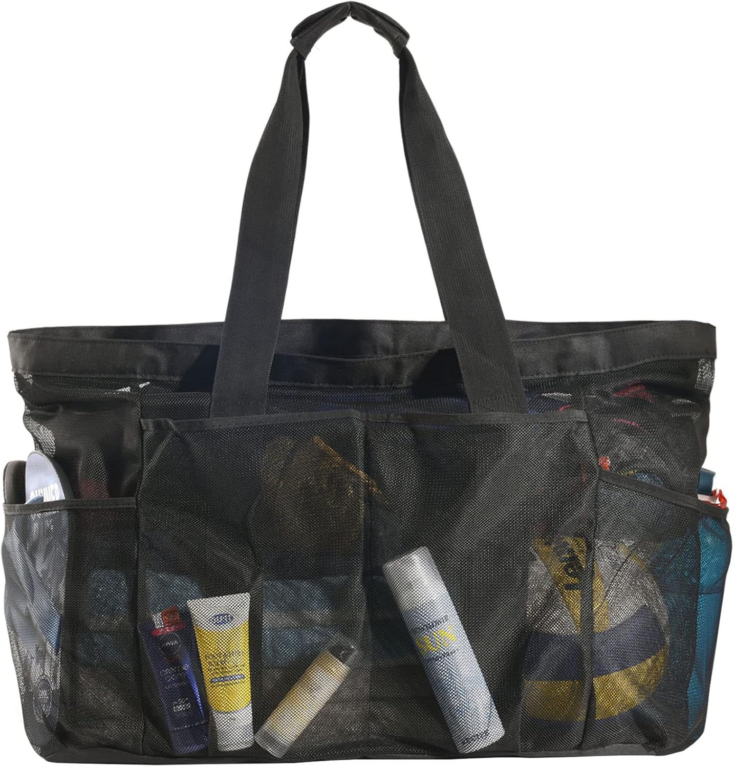 Family Essentials Beach Tote, Extra-Large Carryall With Zipper And Sandproof Mesh