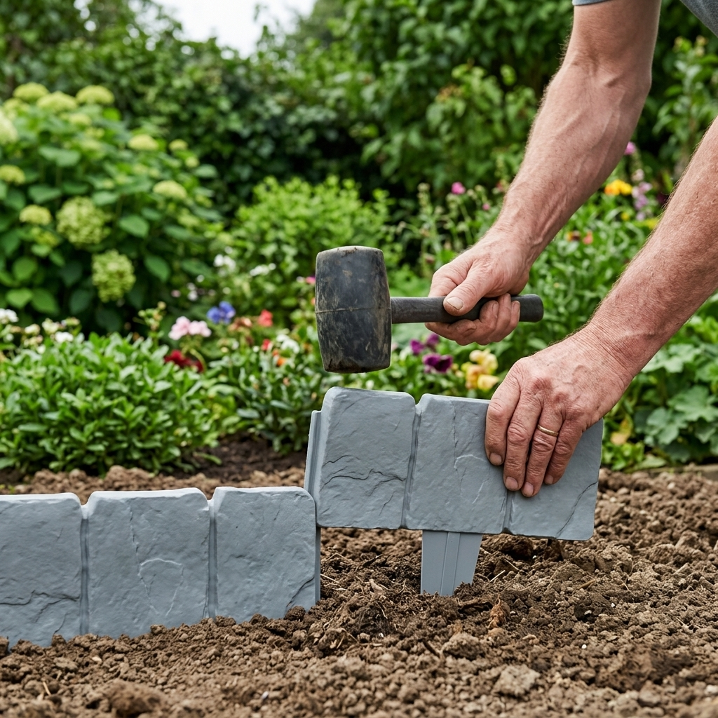 Faux Stone Look Edging Panels for Gardens, Easy Install and Flexible Border Design
