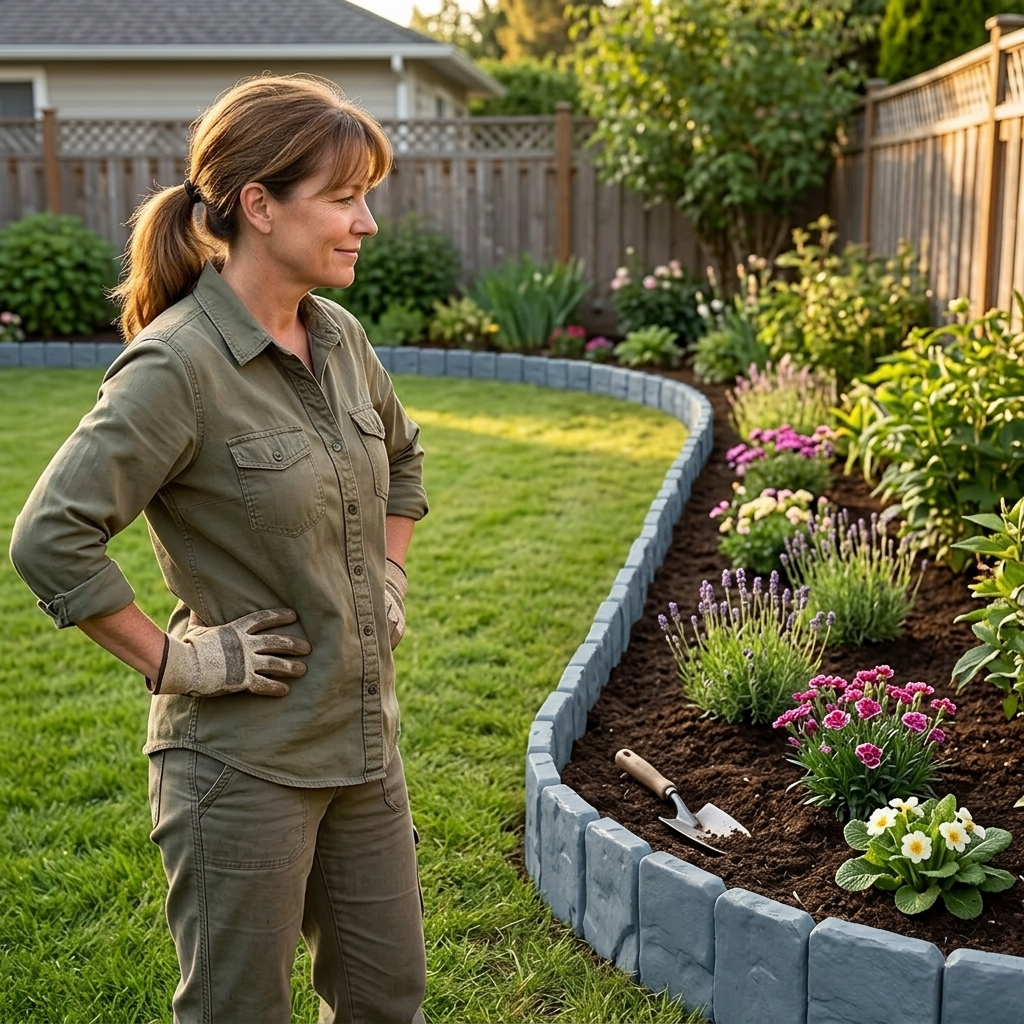 Faux Stone Look Edging Panels for Gardens, Easy Install and Flexible Border Design