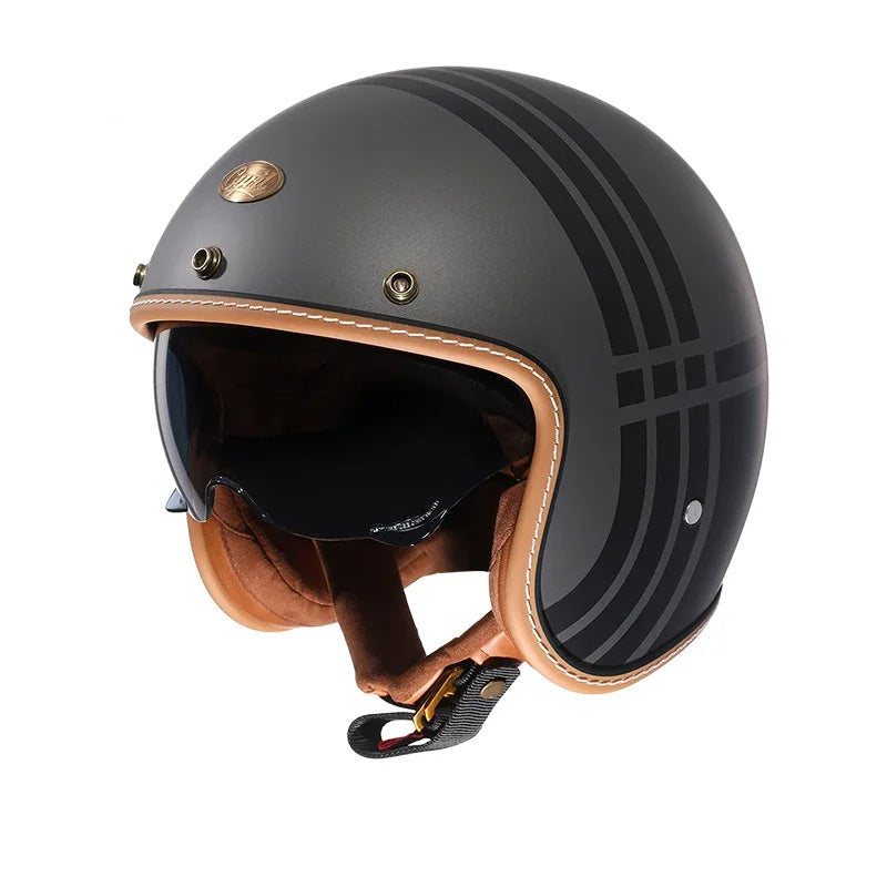 Featherlite Series Retro Open Face Helmet With Lightweight Comfort For Safe Riding