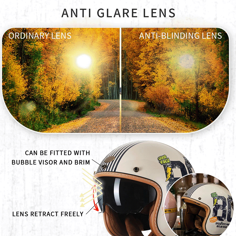 Featherlite Series Retro Open Face Helmet With Lightweight Comfort For Safe Riding
