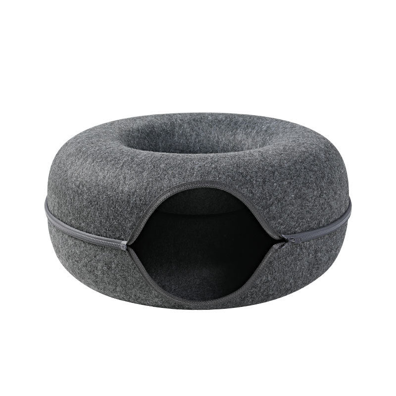 Feline Haven Cozy Tunnel Bed For Cats With Removable Cover For Play And Rest