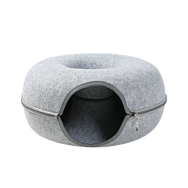 Feline Haven Cozy Tunnel Bed For Cats With Removable Cover For Play And Rest
