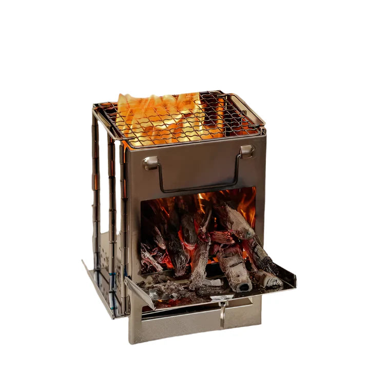 FirePower Foldable Wood Stove In Stainless Steel For Outdoor Adventures