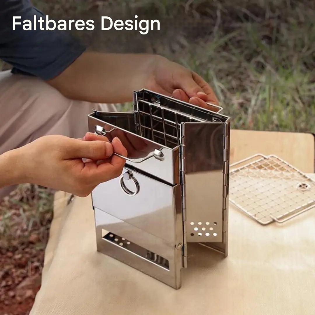 FirePower Foldable Wood Stove In Stainless Steel For Outdoor Adventures