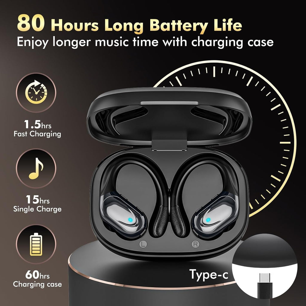 FitSyncbud Waterproof Earbuds With Secure-Fit And 80-Hour Battery