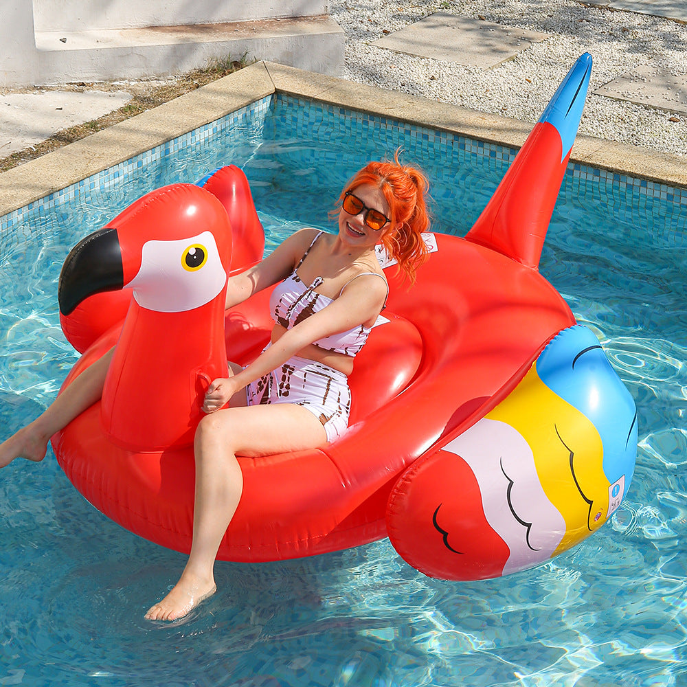 Flamingo Pool Float With Vibrant Inflatable Island And Ample Lounge Space