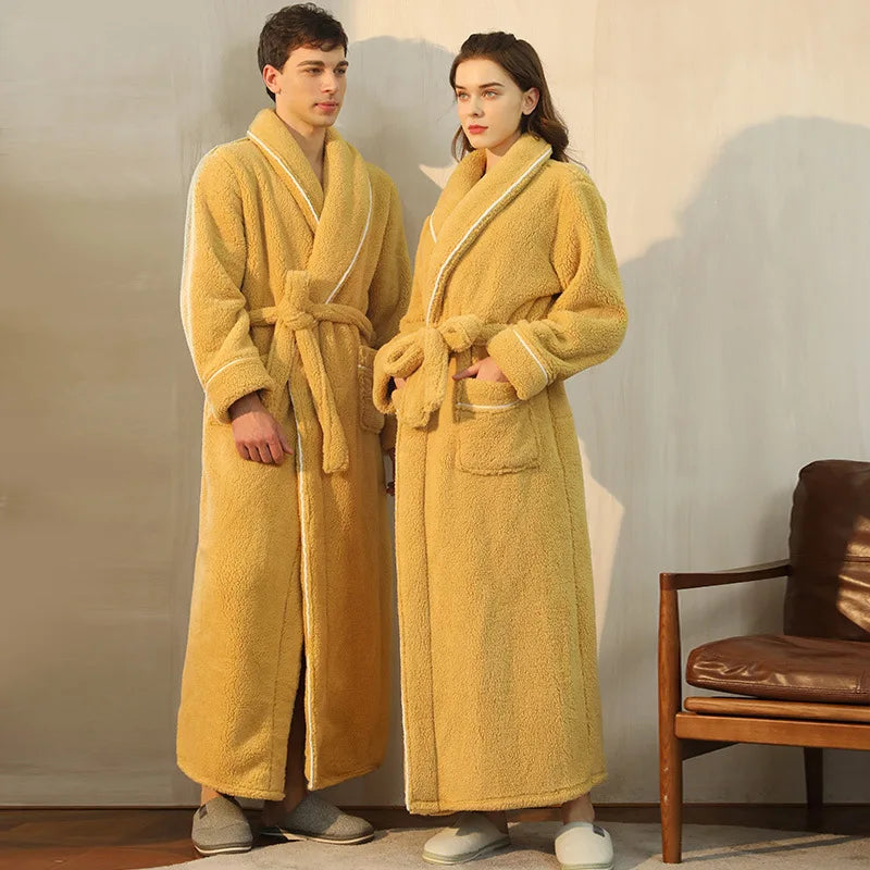 Men's Flannel Bathrobe With Adjustable Belt For Cold Winter Days