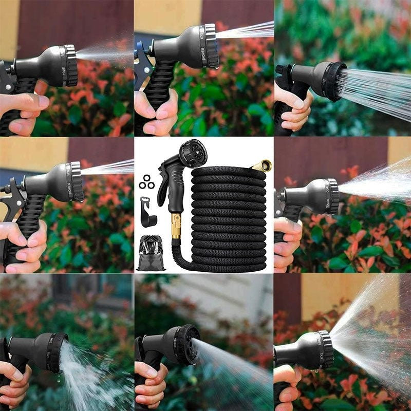 FlexiFlow 100-Foot Expandable Garden Hose With 8 Spray Patterns Lightweight And Durable