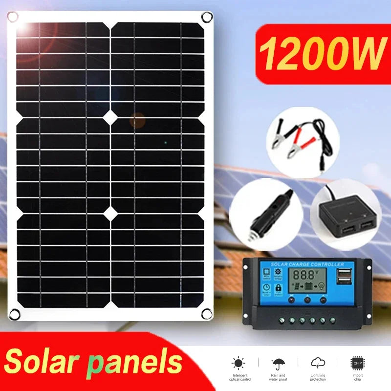 Flexible 1200W Monocrystalline Solar Panel With Dual USB Ports For Outdoor Adventures