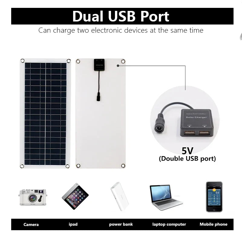 Flexible 1200W Monocrystalline Solar Panel With Dual USB Ports For Outdoor Adventures