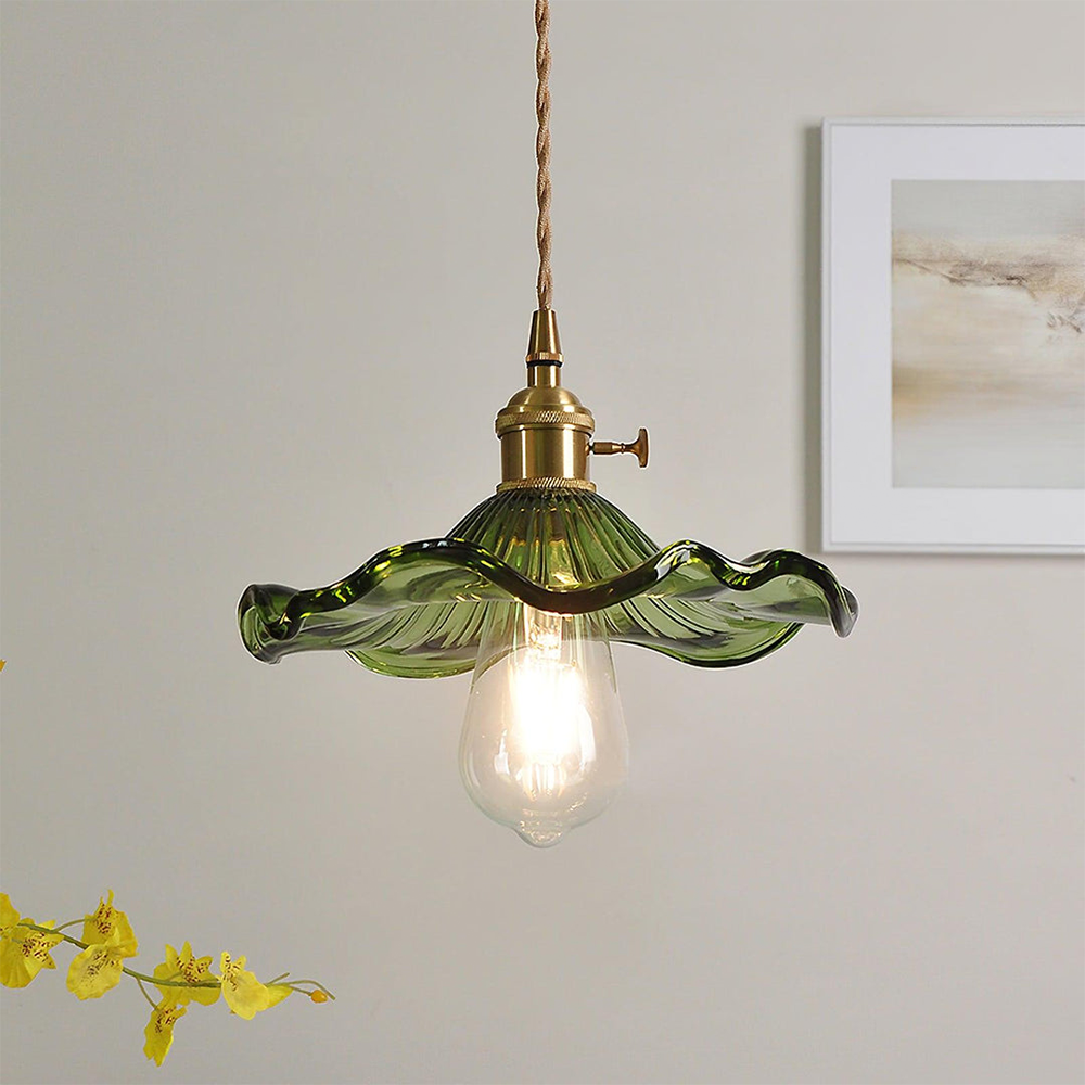 Larella Pendant Light In Floral Glass With Warm Ambience And LED E27