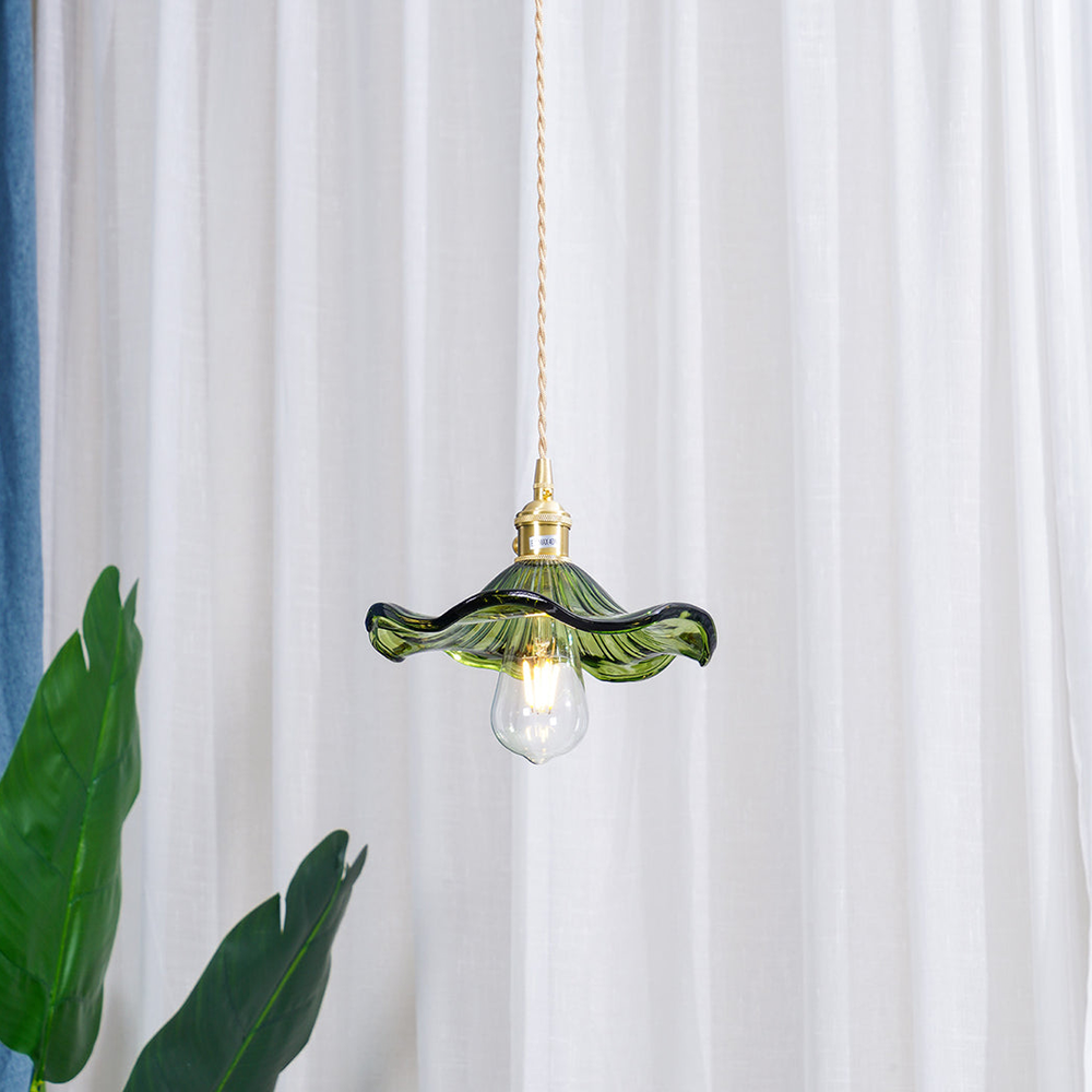 Larella Pendant Light In Floral Glass With Warm Ambience And LED E27