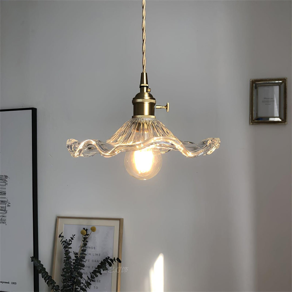 Larella Pendant Light In Floral Glass With Warm Ambience And LED E27