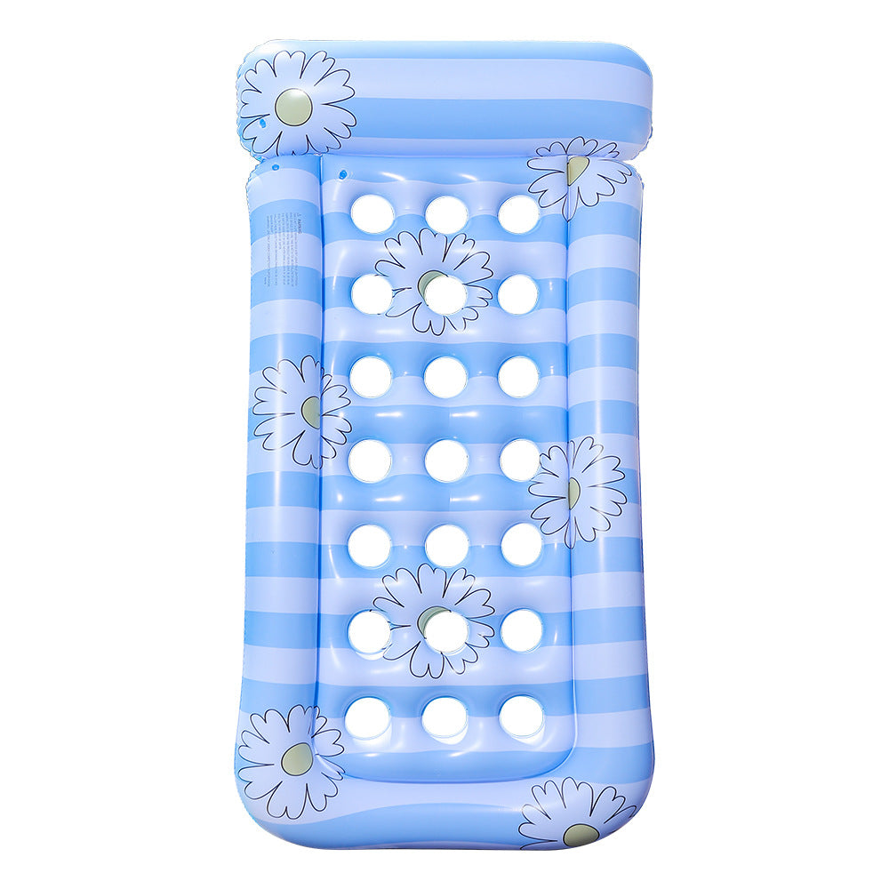 Floral Inflatable Lounge Chair With Ergonomic Comfort For Poolside Relaxation