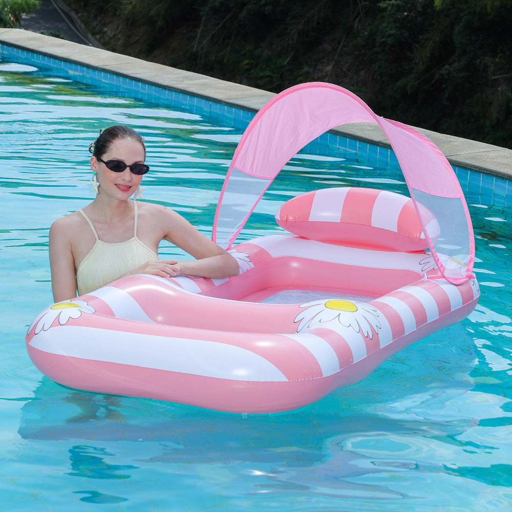 Floral Inflatable Lounge Chair With Ergonomic Comfort For Poolside Relaxation
