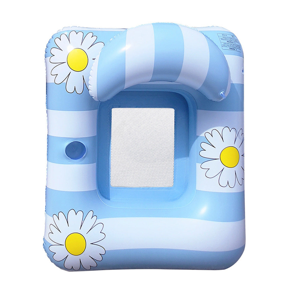 Floral Inflatable Lounge Chair With Ergonomic Comfort For Poolside Relaxation