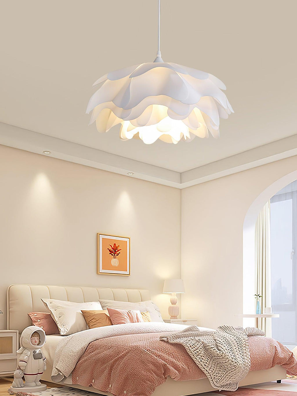 White Beautiful Blossom Pendant Light For Warm Home Ambience