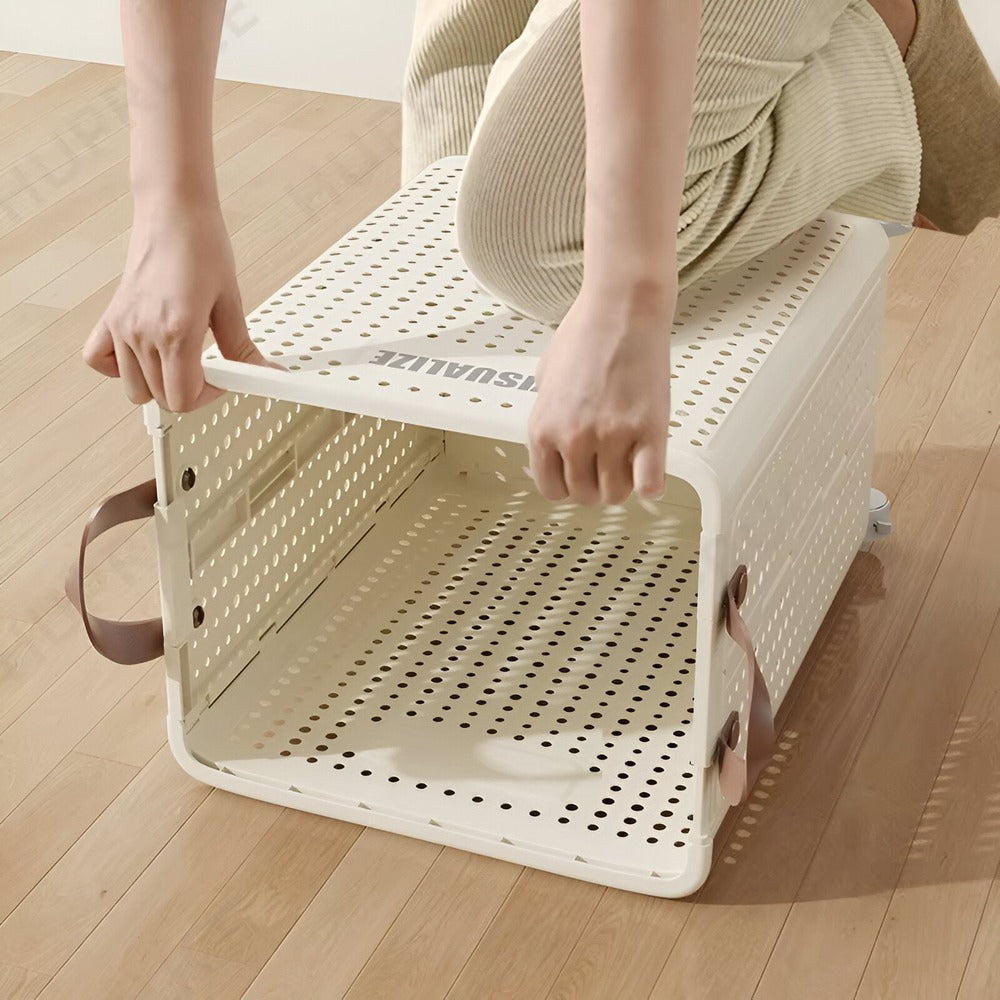 FoldEase Foldable Laundry Basket On Wheels For Easy Transport