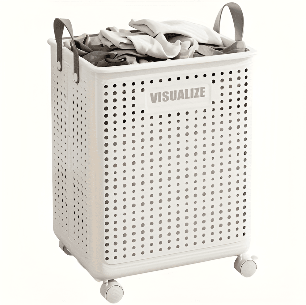FoldEase Foldable Laundry Basket On Wheels For Easy Transport