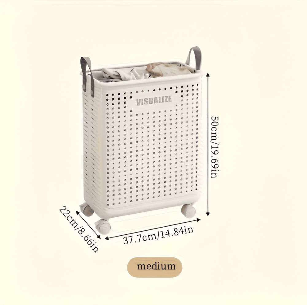 FoldEase Foldable Laundry Basket On Wheels For Easy Transport