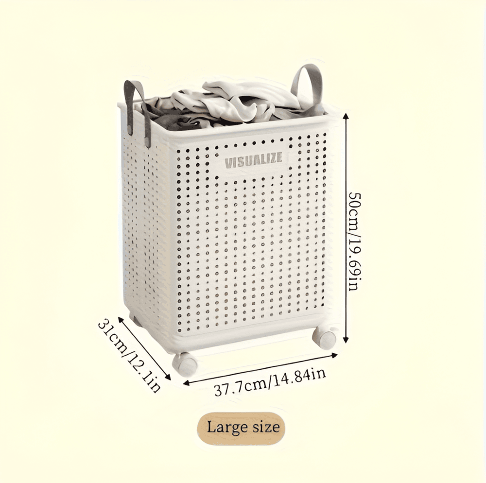 FoldEase Foldable Laundry Basket On Wheels For Easy Transport