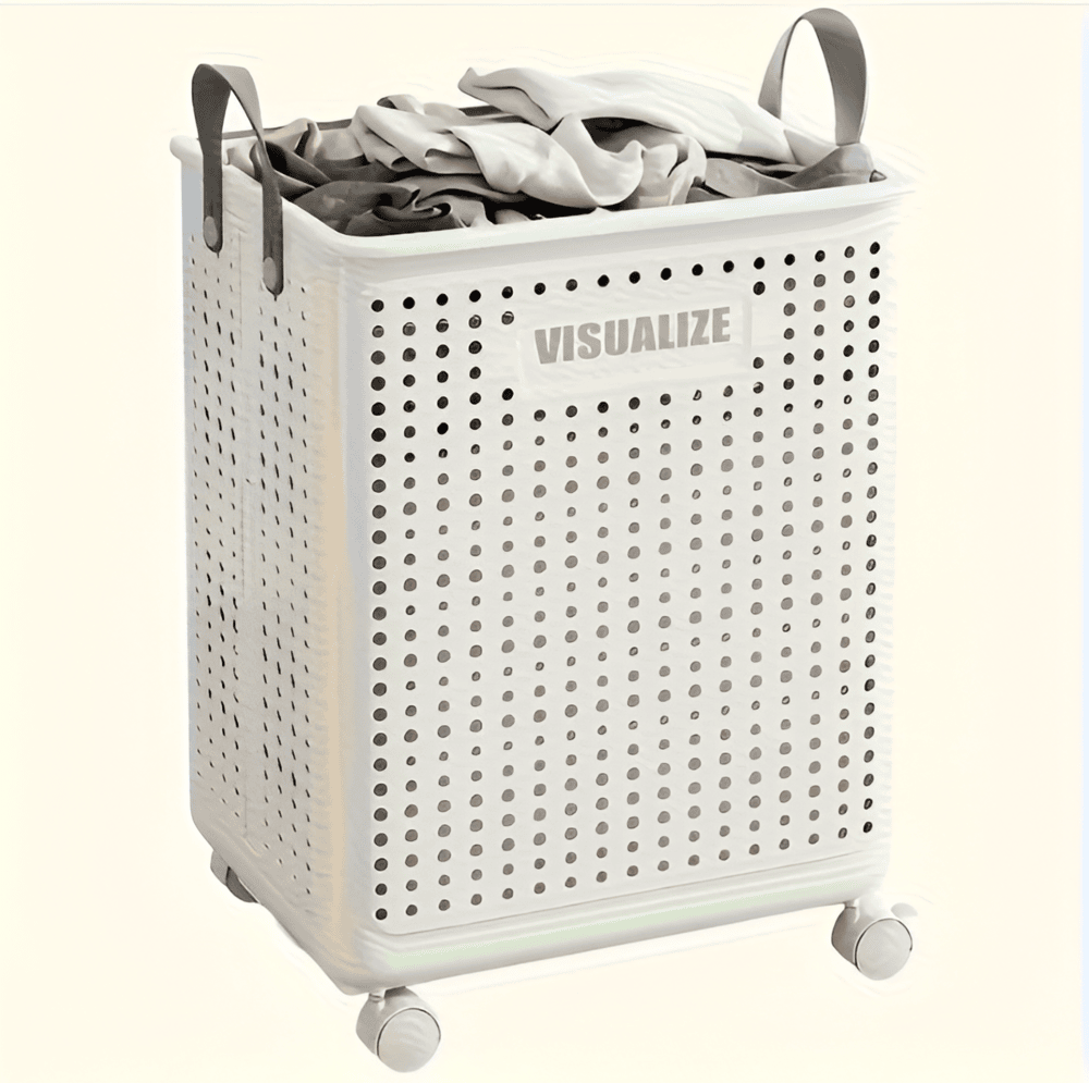 FoldEase Foldable Laundry Basket On Wheels For Easy Transport